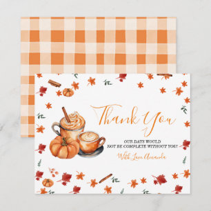 A Baby Is Brewing Pumpkin Spice Coffee Baby Shower Thank You Card