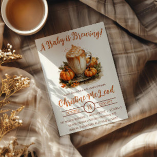 A Baby is Brewing, Pumpkin Spice Latte Baby Shower Invitation