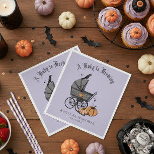 A Baby is Brewing Purple Baby Shower Napkin