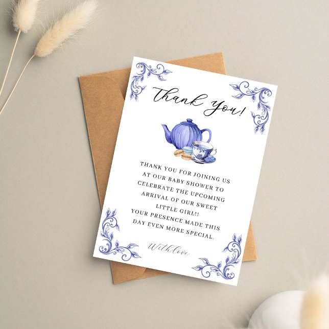A Baby is Brewing purple Tea Party Baby Shower Thank You Card (Creator Uploaded)