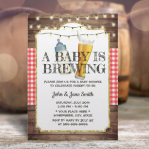 A Baby is Brewing Rustic Beer Baby Shower Invitation