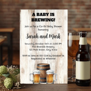 A Baby is Brewing Rustic Co-Ed Baby Shower Invitation
