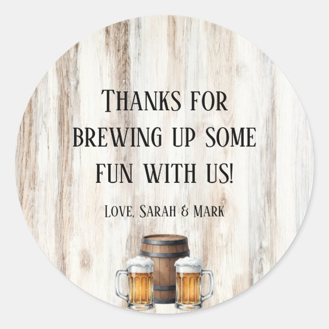 A Baby is Brewing Rustic Shower Favor Sticker (Front)