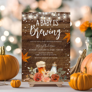A Baby is Brewing Rustic Wood Beer Baby Shower  Invitation