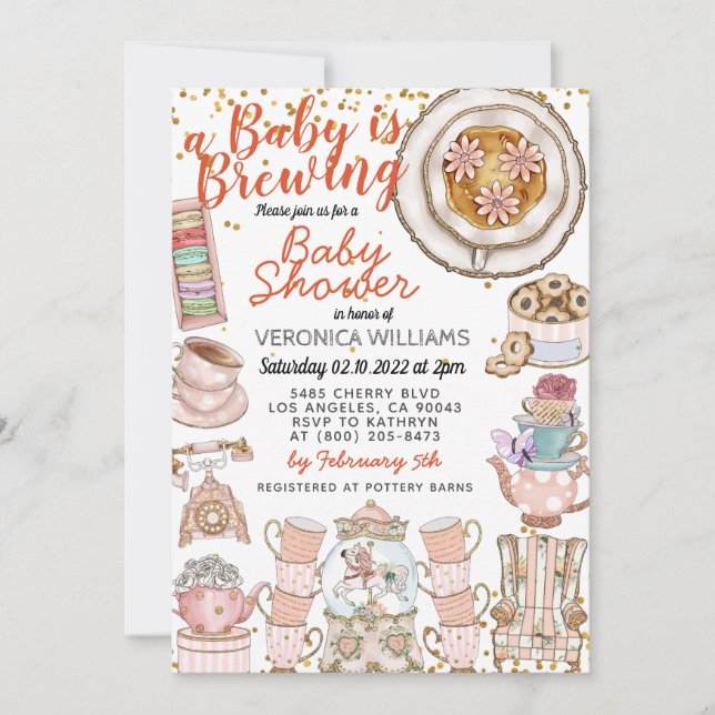 A Baby is Brewing Shower Invitation (Front)