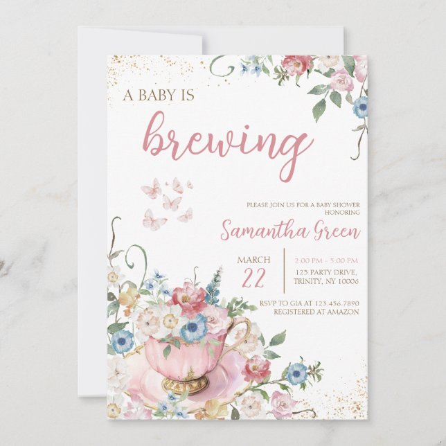 A Baby is Brewing Shower Invitation (Front)