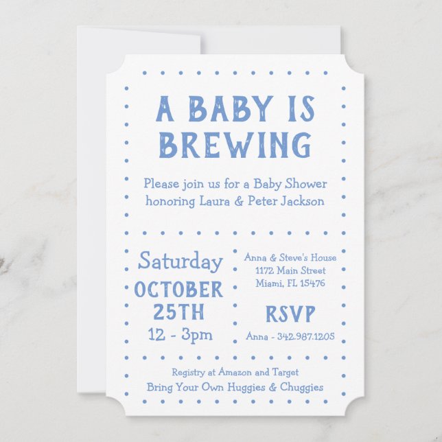 A Baby is Brewing, Shower Invite (Front)