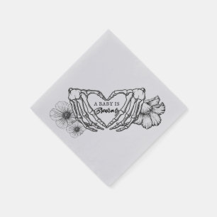 A baby is brewing Skulls & Flowers Baby Shower Napkin