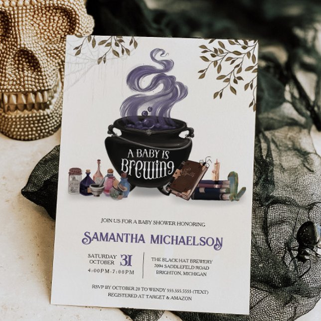 A Baby is Brewing Spooky Halloween Shower  Invitation (Creator Uploaded)