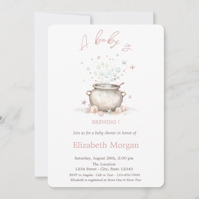 A Baby Is Brewing Striped Halloween  Invitation (Front)