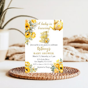 A baby is Brewing Tea Party Baby Shower Invitation