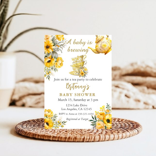 A baby is Brewing Tea Party Baby Shower Invitation (Creator Uploaded)