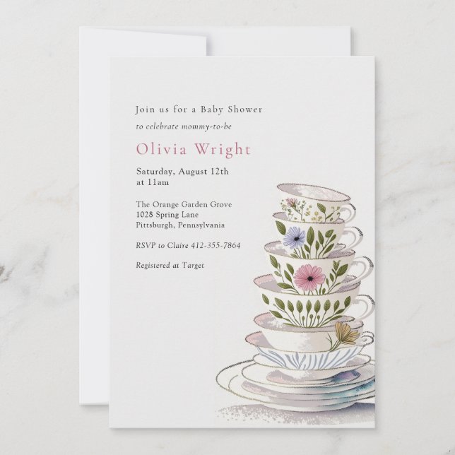 A Baby is Brewing Tea Party Baby Shower Invitation (Front)