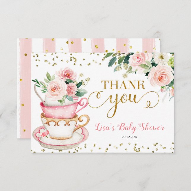 A Baby is Brewing Tea Party Baby Shower Thank You Card (Front/Back)