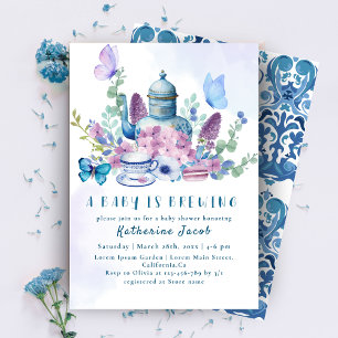 A baby is brewing tea party floral baby Shower Invitation