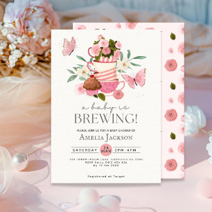 A Baby is brewing vintage tea party Baby shower Invitation
