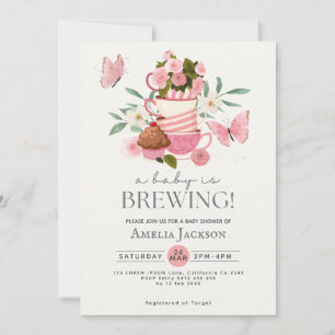 A Baby is brewing vintage tea party Baby shower Invitation