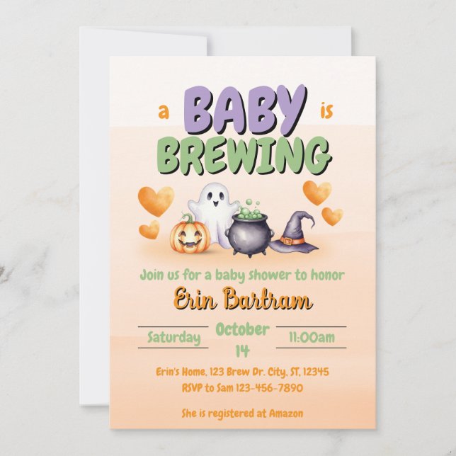 "a Baby is Brewing" watercolor cute baby shower Invitation (Front)