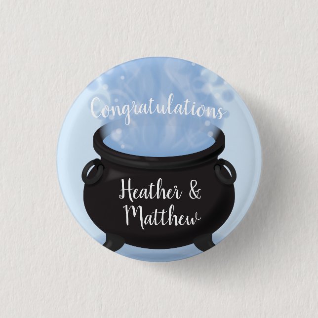 A Baby is Brewing Witch Baby Shower Gothic Blue 3 Cm Round Badge (Front)