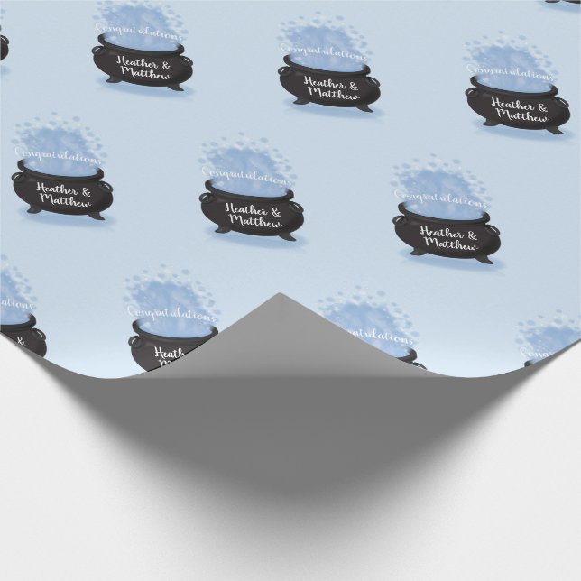 A Baby is Brewing Witch Baby Shower Gothic Blue Wrapping Paper (Corner)