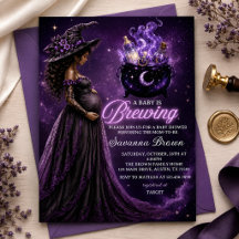 A Baby Is Brewing Witch Baby Shower Invitation