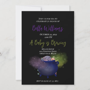 A Baby is Brewing Witchy Baby Shower Invitation