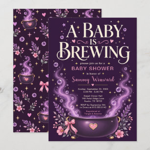 A Baby Is Brewing Witchy Baby Shower Invitation