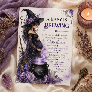 A Baby Is Brewing Witchy Baby Shower Invitation