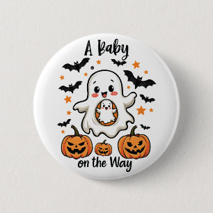A Baby on the Way Pastel Ghost Pregnancy Halloween 6 Cm Round Badge