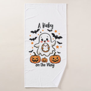 A Baby on the Way Pastel Ghost Pregnancy Halloween Bath Towel