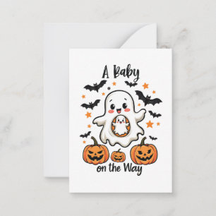 A Baby on the Way Pastel Ghost Pregnancy Halloween Card