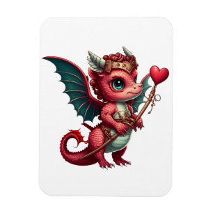 A Baby Red Dragon Valentine Magnet