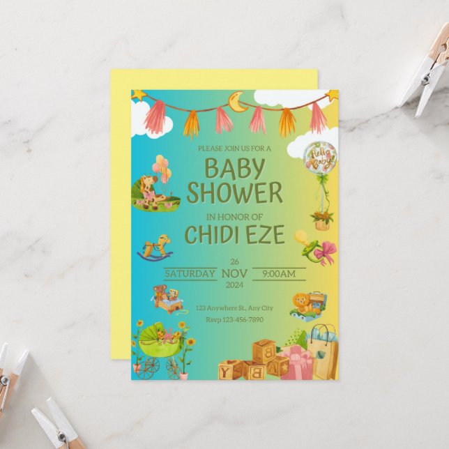 A Baby Shower Celebration Invitation (Front/Back In Situ)