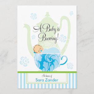 A Baby Shower Tea Party     Boy Invitation