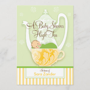 A Baby Shower Tea Party     Gender Neutral Invitation