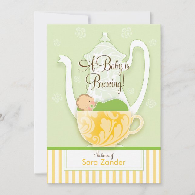 A Baby Shower Tea Party  |  Gender Neutral Invitation (Front)