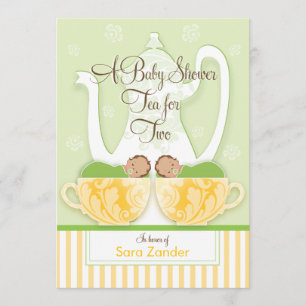 A Baby Shower Tea Party     Gender Neutral Twins Invitation