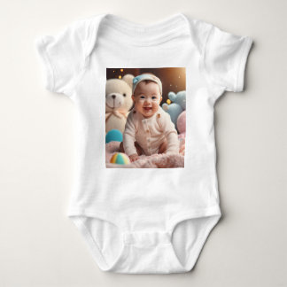 A baby  smiling  baby bodysuit