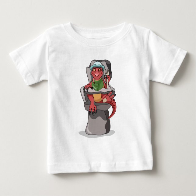 A Baby Tyrannosaurus Rex Sitting In A High Chair. Baby T-Shirt (Front)