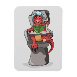 A Baby Tyrannosaurus Rex Sitting In A High Chair. Magnet