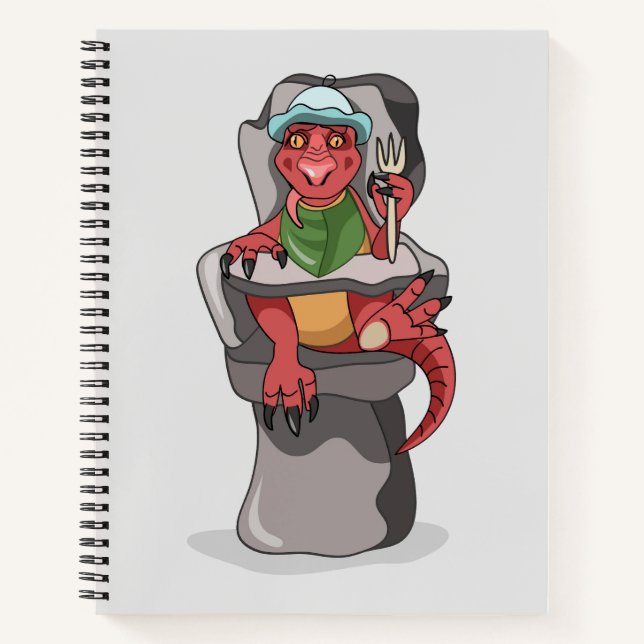 A Baby Tyrannosaurus Rex Sitting In A High Chair. Notebook (Front)