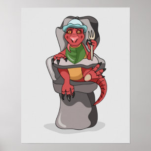 A Baby Tyrannosaurus Rex Sitting In A High Chair. Poster