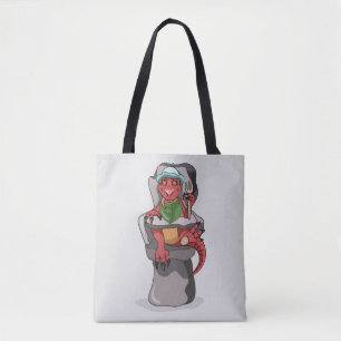 A Baby Tyrannosaurus Rex Sitting In A High Chair. Tote Bag