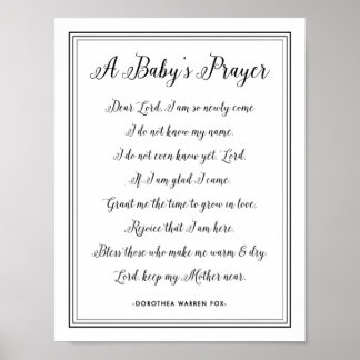 A Baby's Prayer Poem - Art Print Nursery Colours