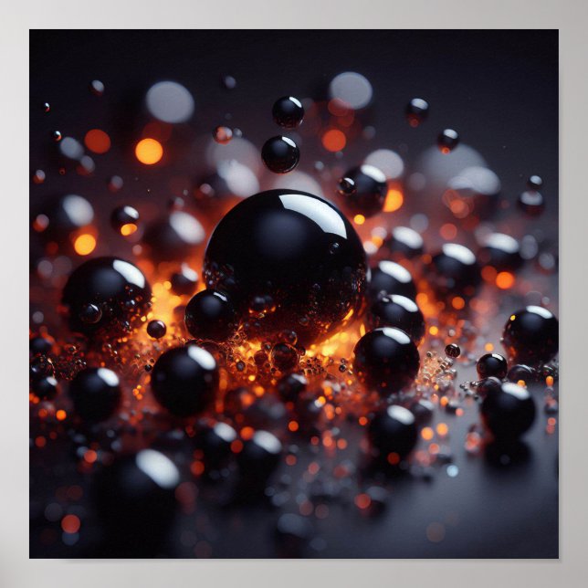 A background image of glowing black and gold orbs poster (Front)