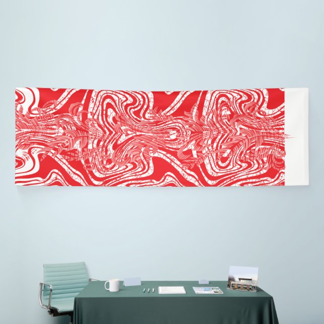 A background of red and white stripes arranged dia banner (Tradeshow)