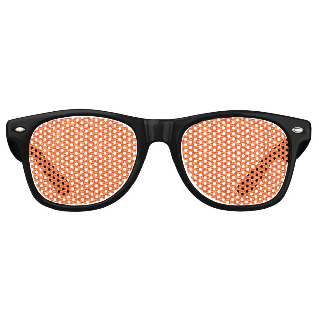 A background pattern featuring an orange and peach retro sunglasses (Front)