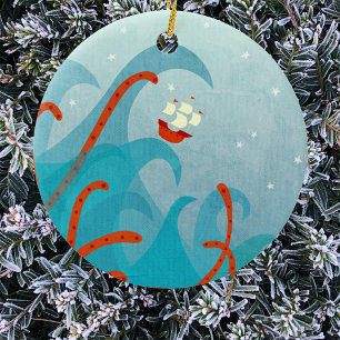 A Bad Day For Sailors Nautical Art Ceramic Ornament