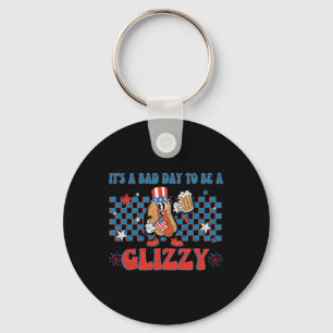 A Bad Day To Be A Glizzy Funny 4th Of July Hot Dog Key Ring