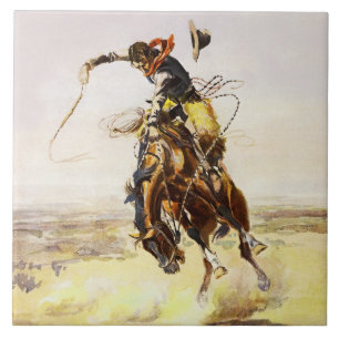 “A Bad Hoss” by Charles M Russell Ceramic Tile